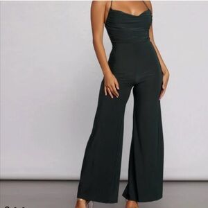 Windsor Ready For My Close Up Spaghetti Strap Cowl Neck Jumpsuit Size Small